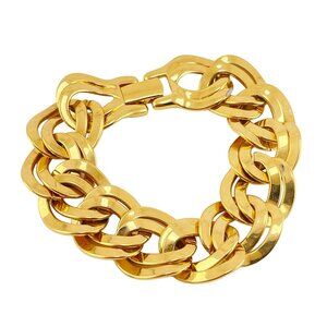 Monet Gold Plated Heavy Link Chain Bracelet 1980s Double Link